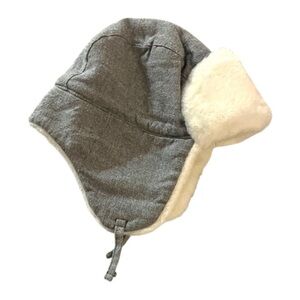 Baby GAP faux fur lined trapper hat gray white size 6-12 Months